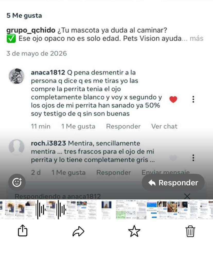 Captura del comentario de anaca1812 sobre Pets Vision