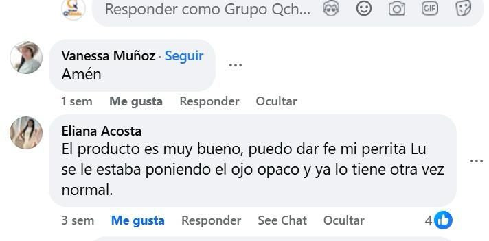 Captura del comentario de Eliana Acosta sobre Pets Vision